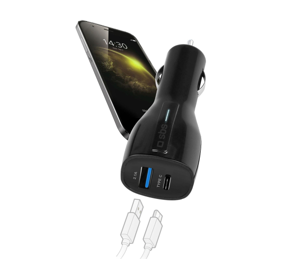 SBS 2.1A 1xUSB 1xUSB-C czarna - 1443105 - zdjęcie 2